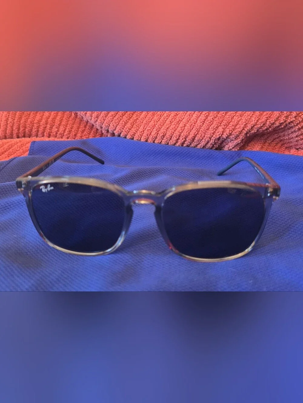 Ray-Ban 4387 Polished Transparent Blue Frame, Blue Lens